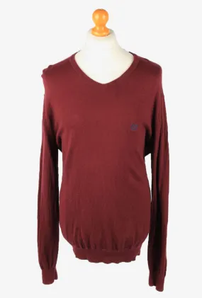 Chaps V Neck Cashmere Jumper Pullover 90s Mens Plum L - Pepper Tree London