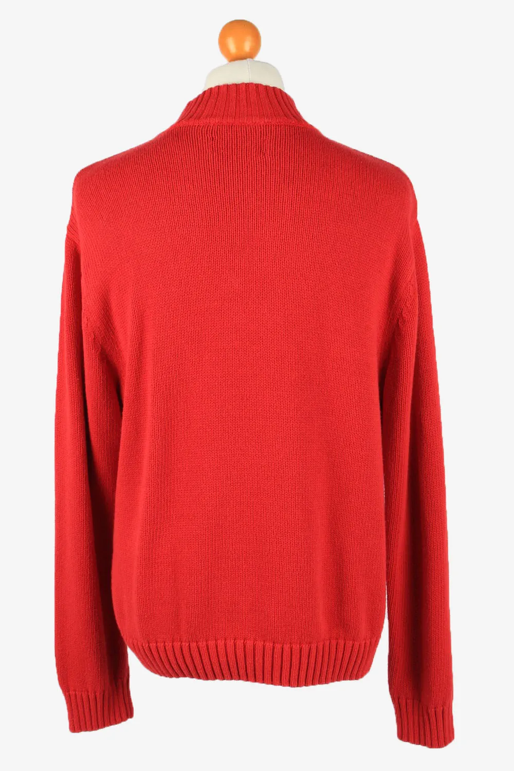 Chaps Zip Neck Jumper Pullover 90s Mens Red XL - Pepper Tree London