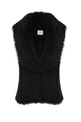      Coco Ribbon    Toscana Shearling Gilet Vest | Black