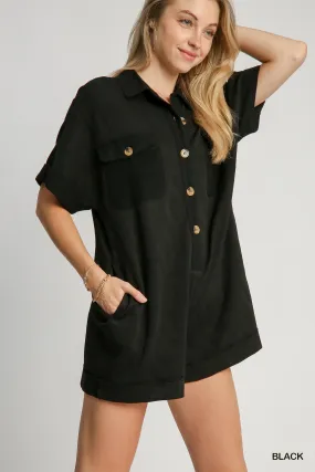 Contrast Front Button Romper