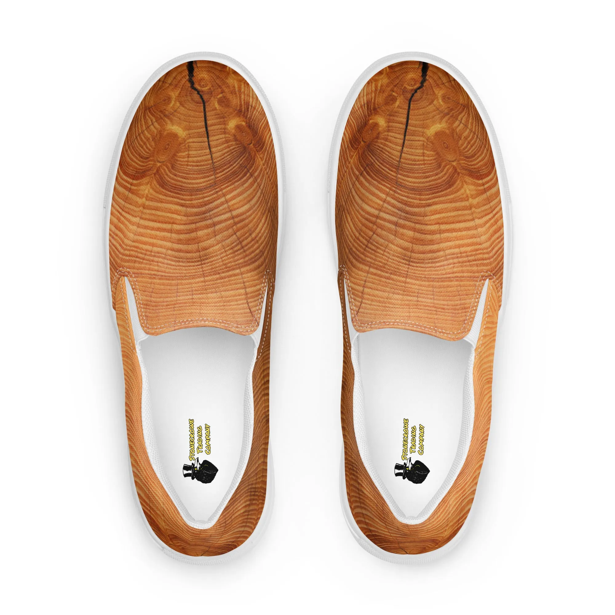 Cracked Wood Pattern Men’s Slip-on Canvas Shoes