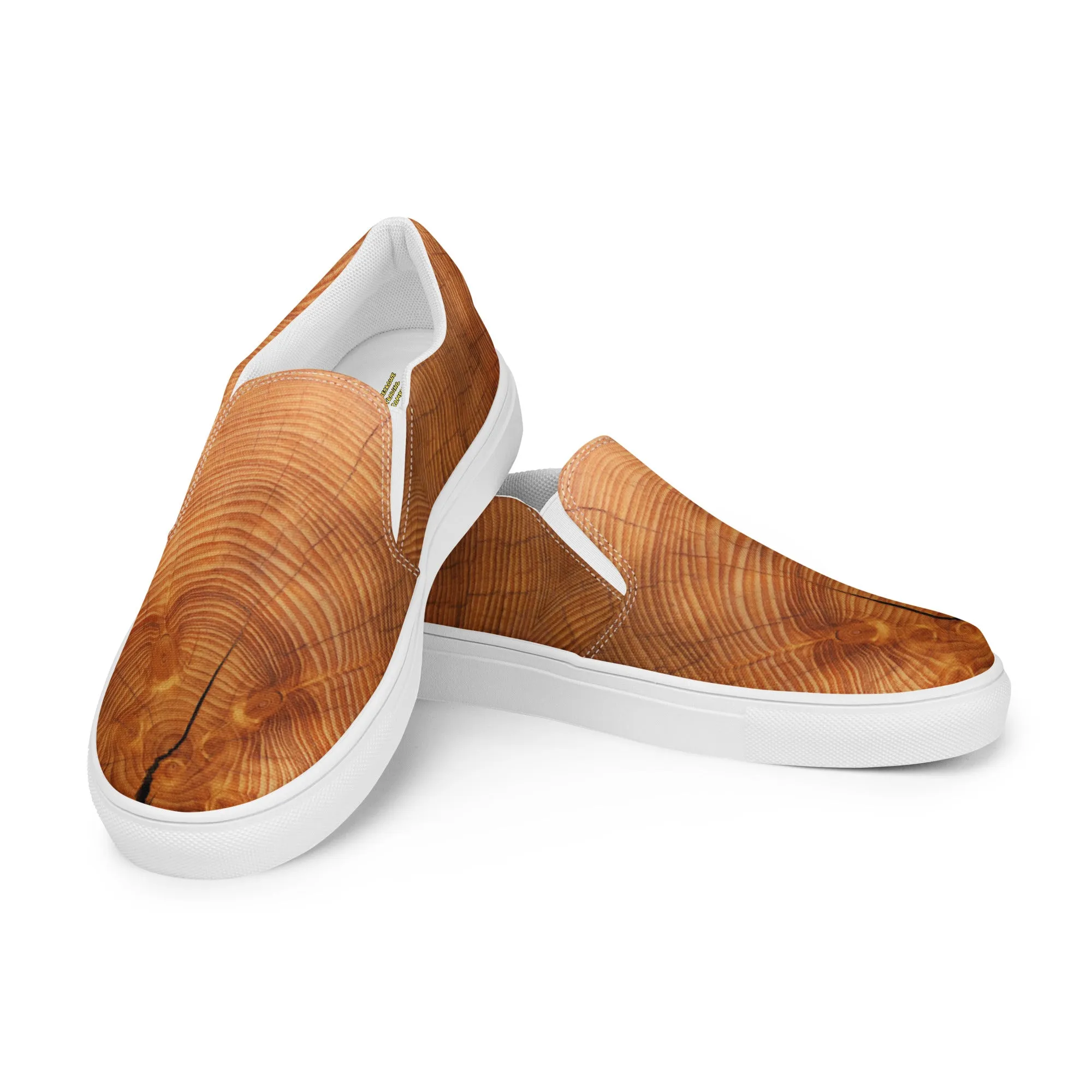 Cracked Wood Pattern Men’s Slip-on Canvas Shoes