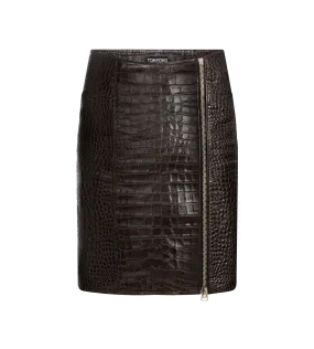 CROC EMBOSSED LEATHER SKIRT