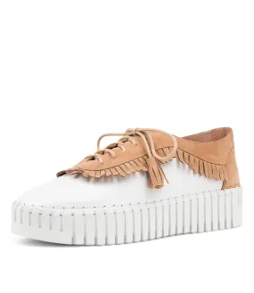 DJANGO & JULIETTE Brecken White Tan Leather Sneakers