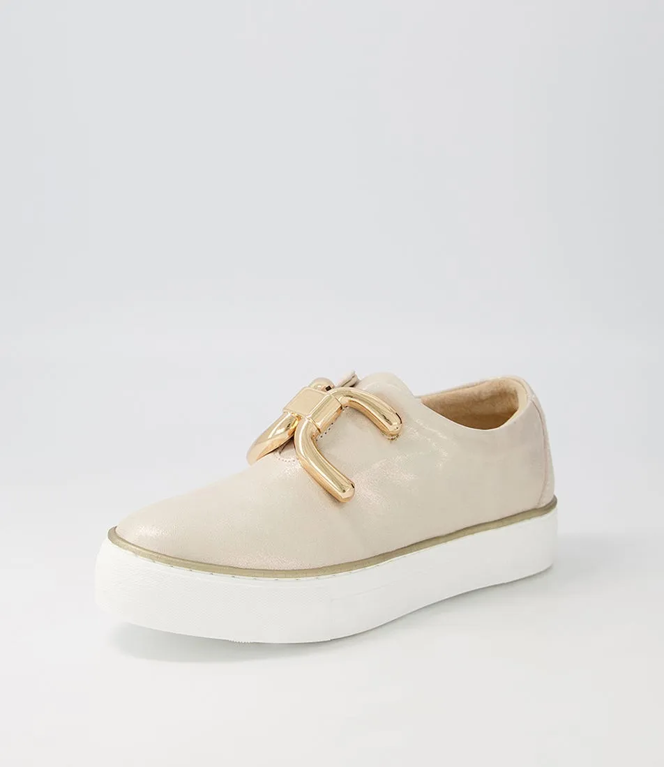 DJANGO & JULIETTE Filpy Pale Gold Shimmer Leather Sneakers