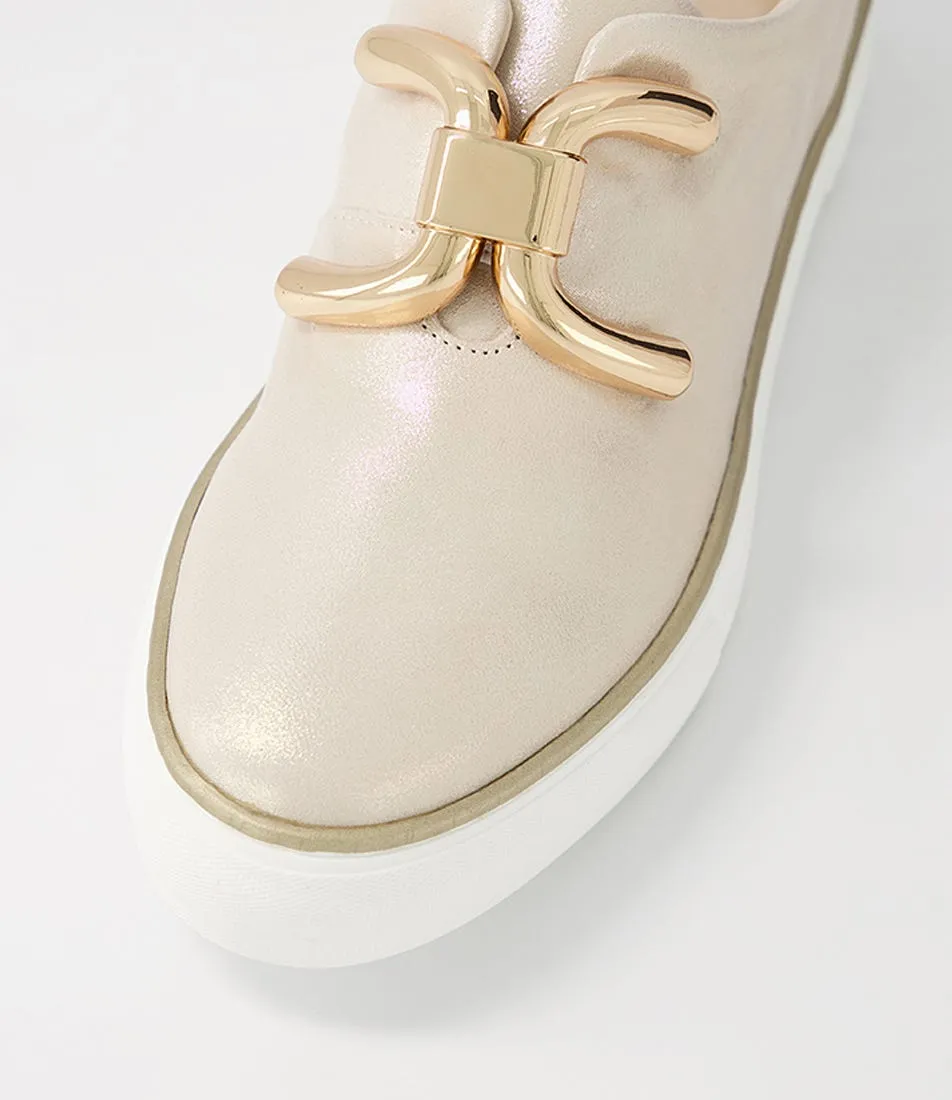 DJANGO & JULIETTE Filpy Pale Gold Shimmer Leather Sneakers