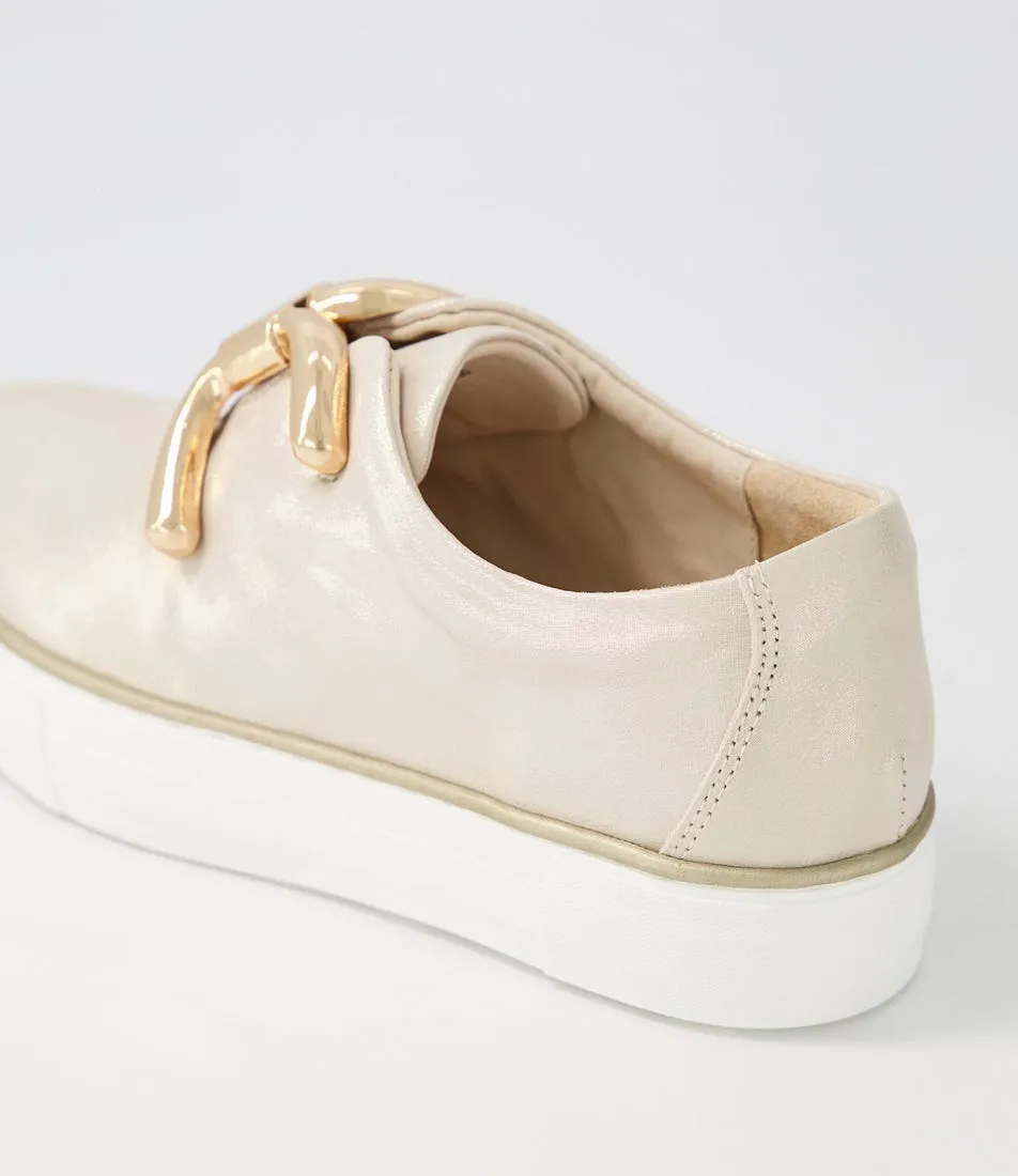 DJANGO & JULIETTE Filpy Pale Gold Shimmer Leather Sneakers