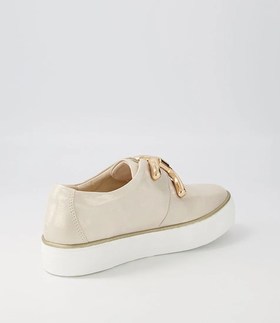 DJANGO & JULIETTE Filpy Pale Gold Shimmer Leather Sneakers