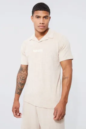 Embroidered Towelling Polo Shirt | boohooMAN UK