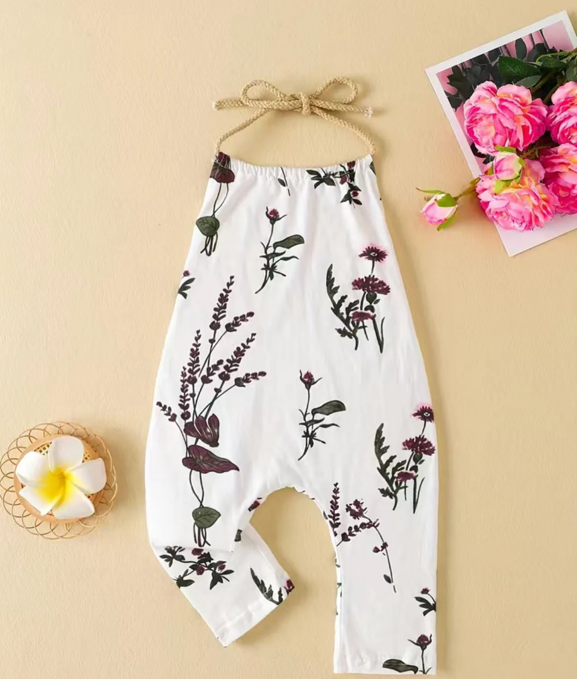 Fall floral pant romper