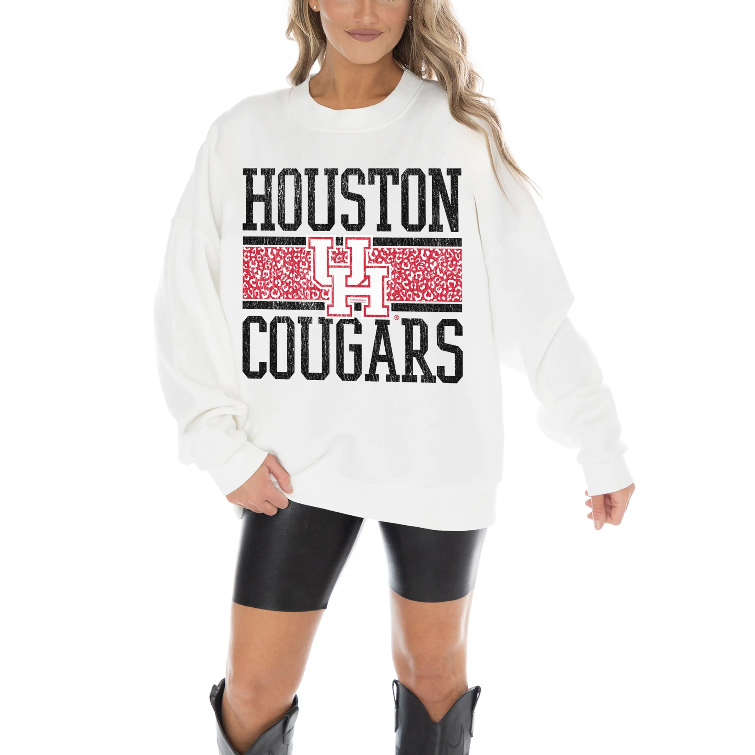 Gameday Couture Houston Cougars Women's White Fair Catch Pullover Sweatshirt