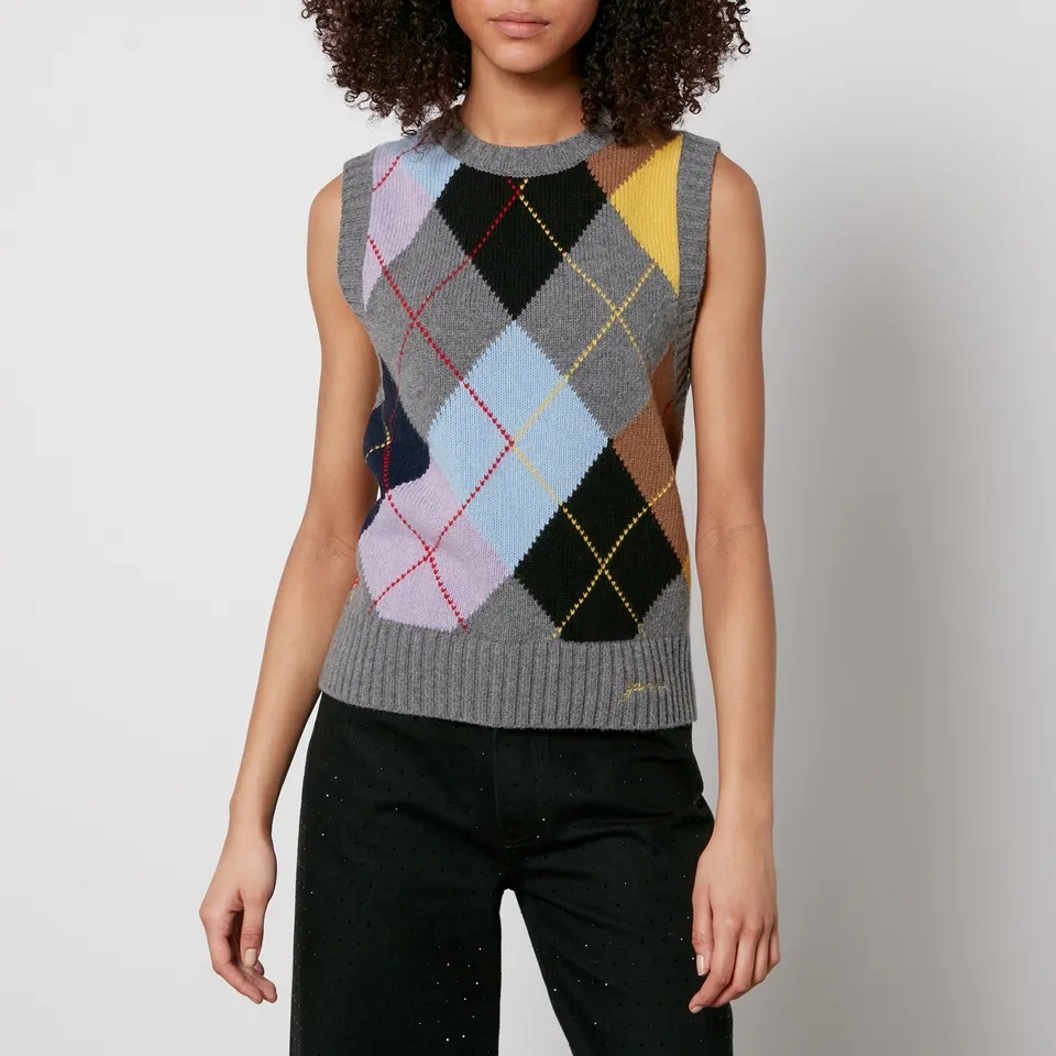 Ganni Harlequin Wool-Blend Vest - XS | Coggles