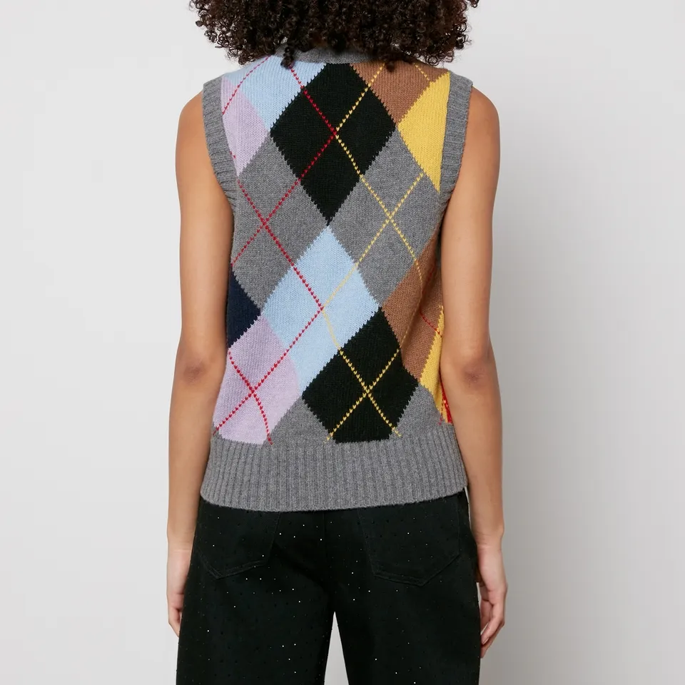 Ganni Harlequin Wool-Blend Vest - XS | Coggles