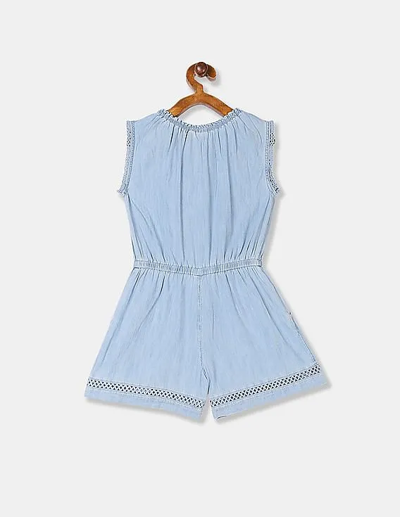 GAP Girls Blue Cotton Chambray Romper