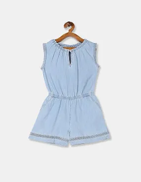 GAP Girls Blue Cotton Chambray Romper