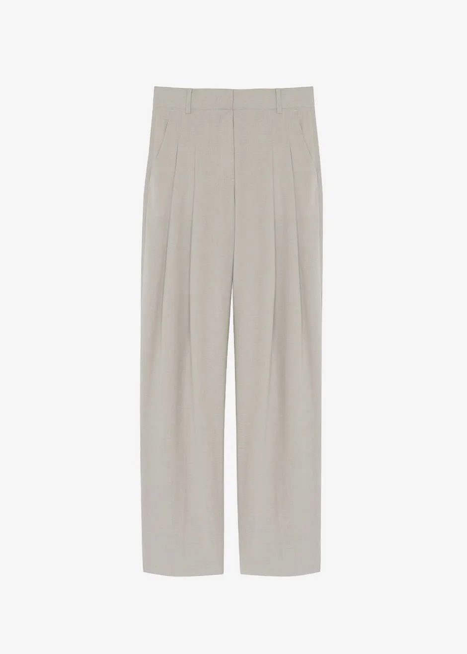 Gelso Pleated Trousers - Light Taupe Melange