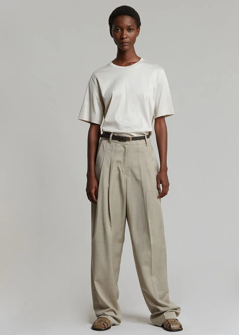 Gelso Pleated Trousers - Light Taupe Melange