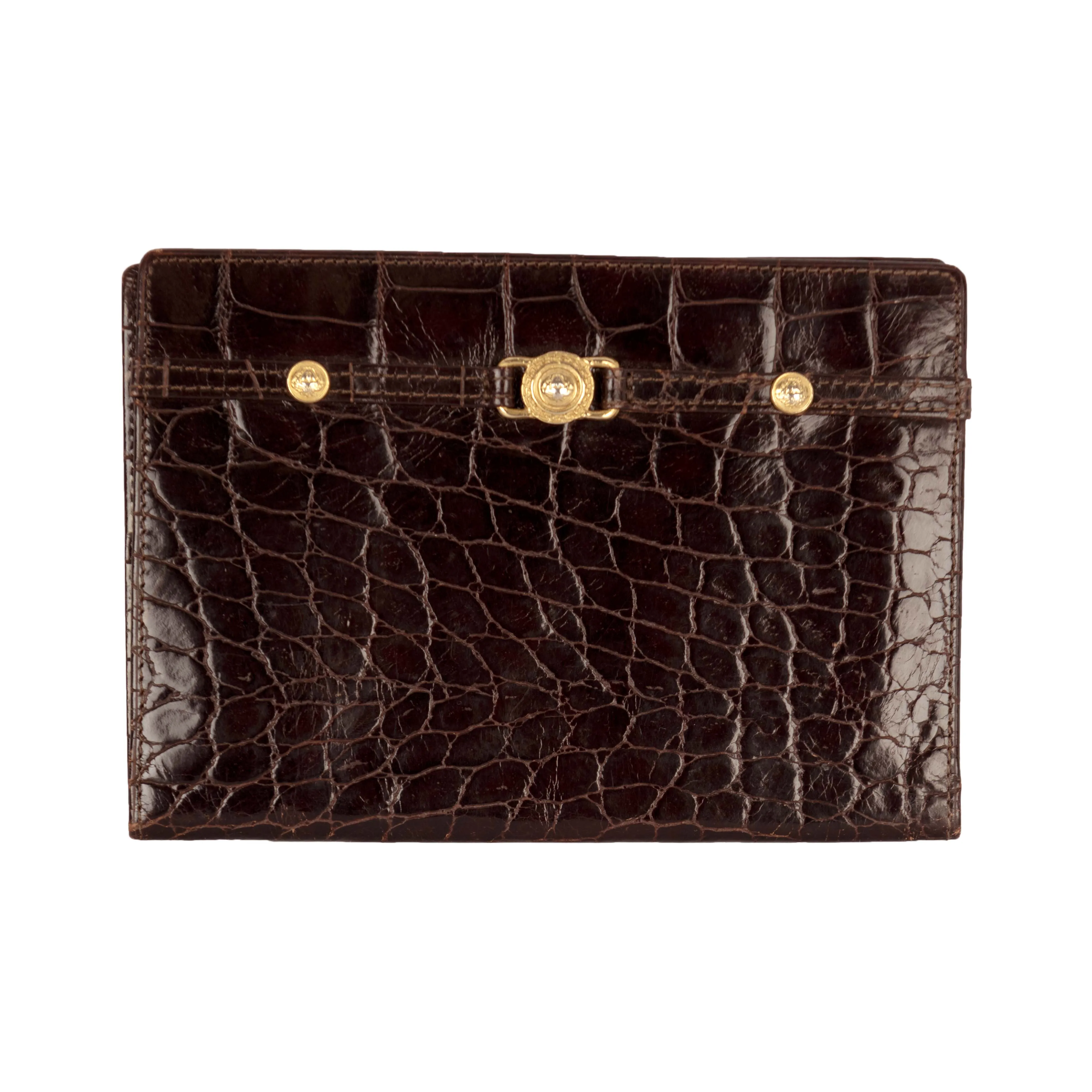 Gianni Versace Vintage Crocodile Embossed Handbag - '90s