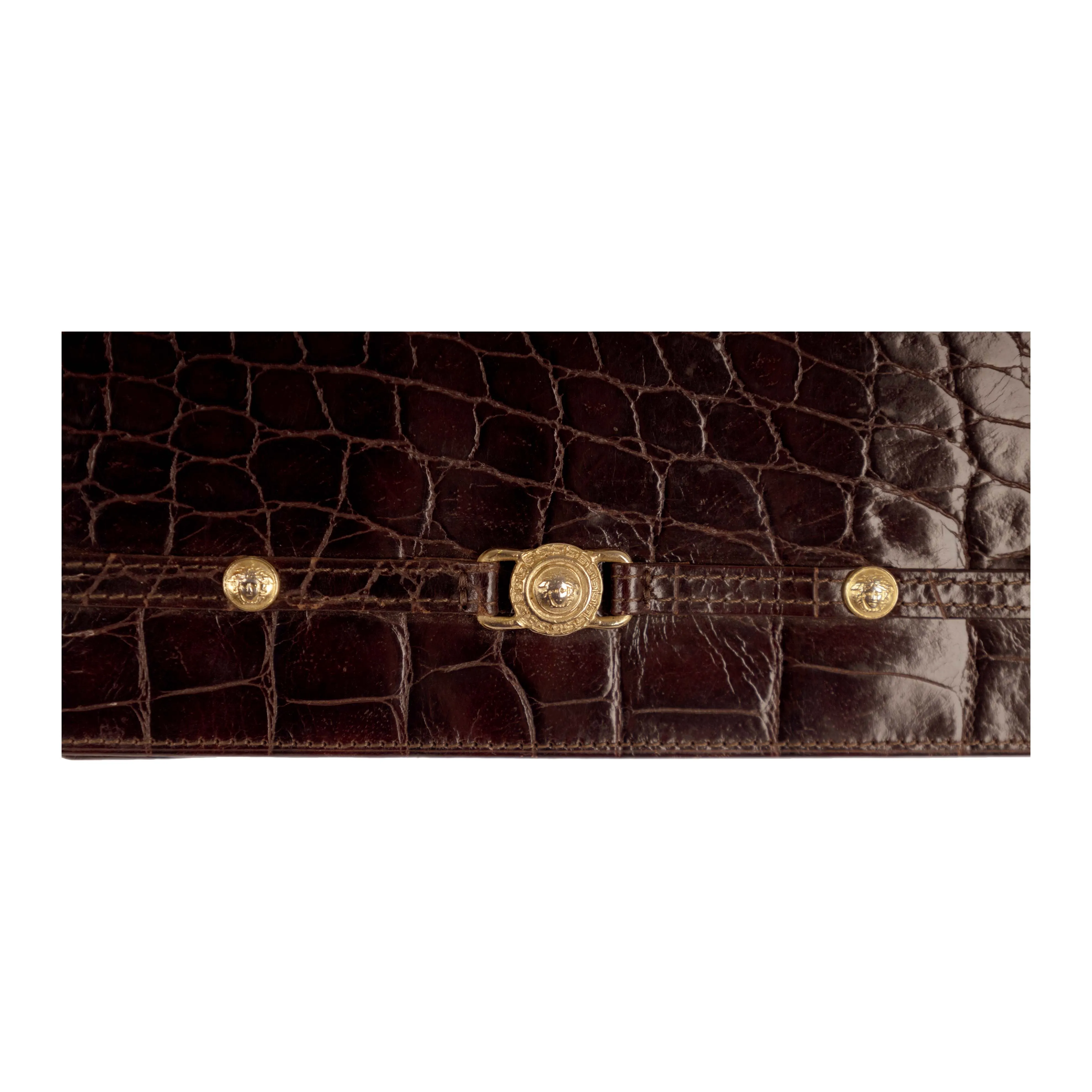 Gianni Versace Vintage Crocodile Embossed Handbag - '90s