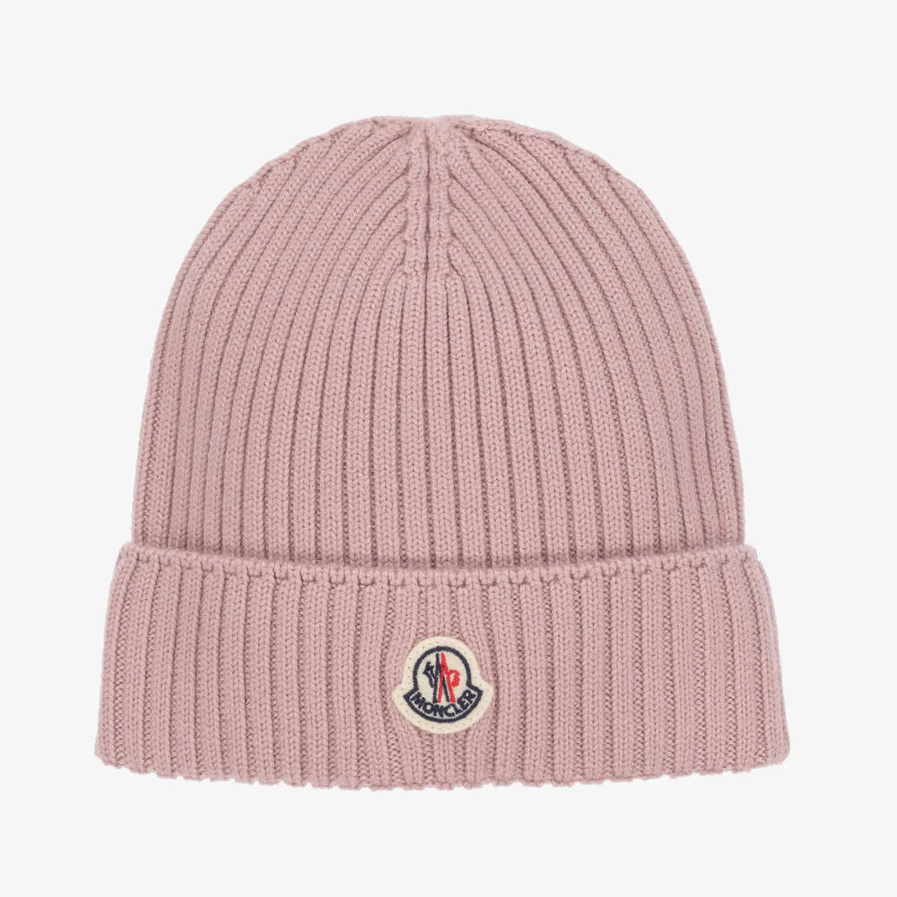 Girls Dusky Pink Wool Knit Hat