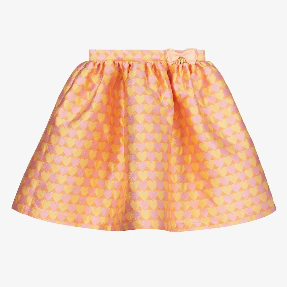 Girls Orange Jacquard Skirt 