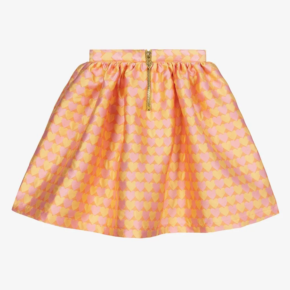 Girls Orange Jacquard Skirt 