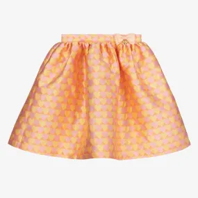 Girls Orange Jacquard Skirt 