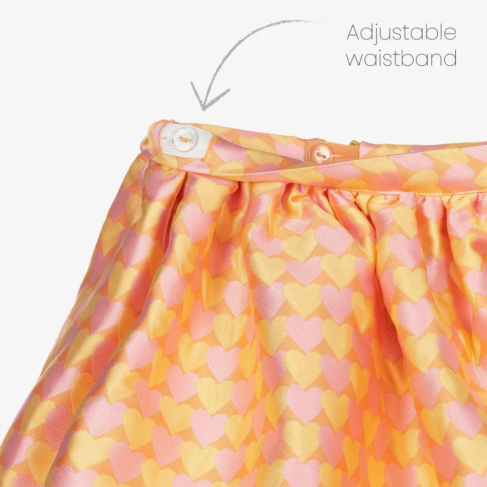 Girls Orange Jacquard Skirt 