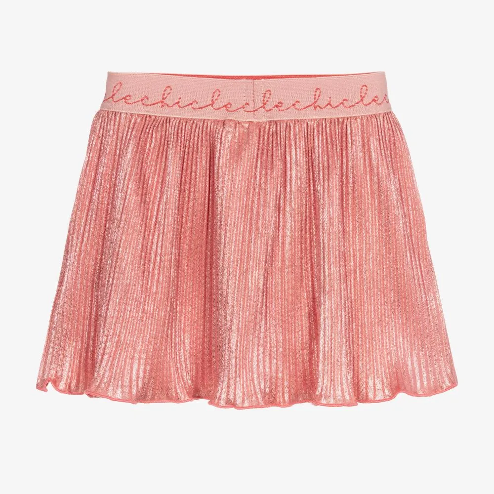 Girls Pink Metallic Skirt