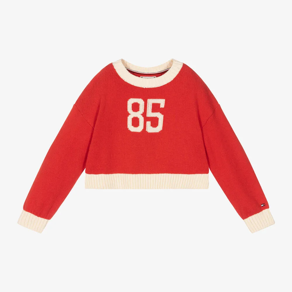 Girls Red 85 Cotton Jumper