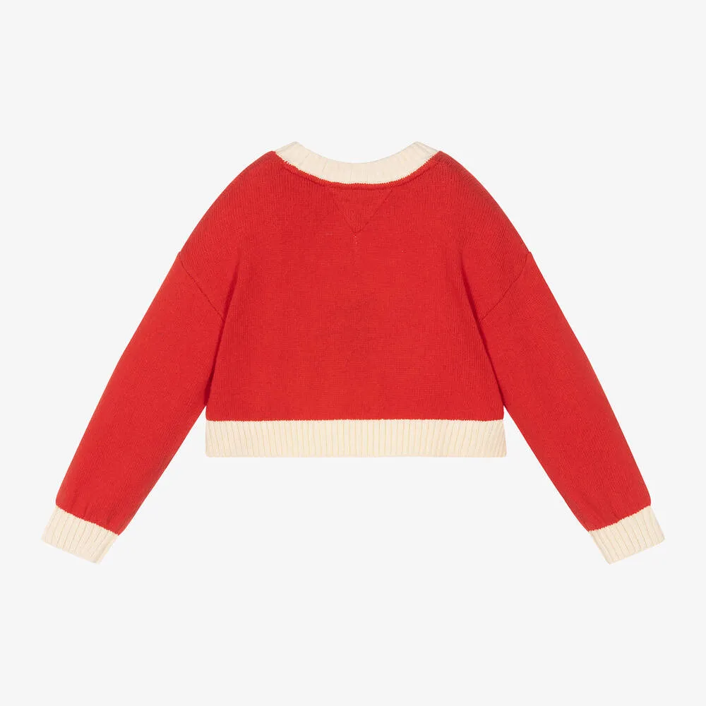 Girls Red 85 Cotton Jumper