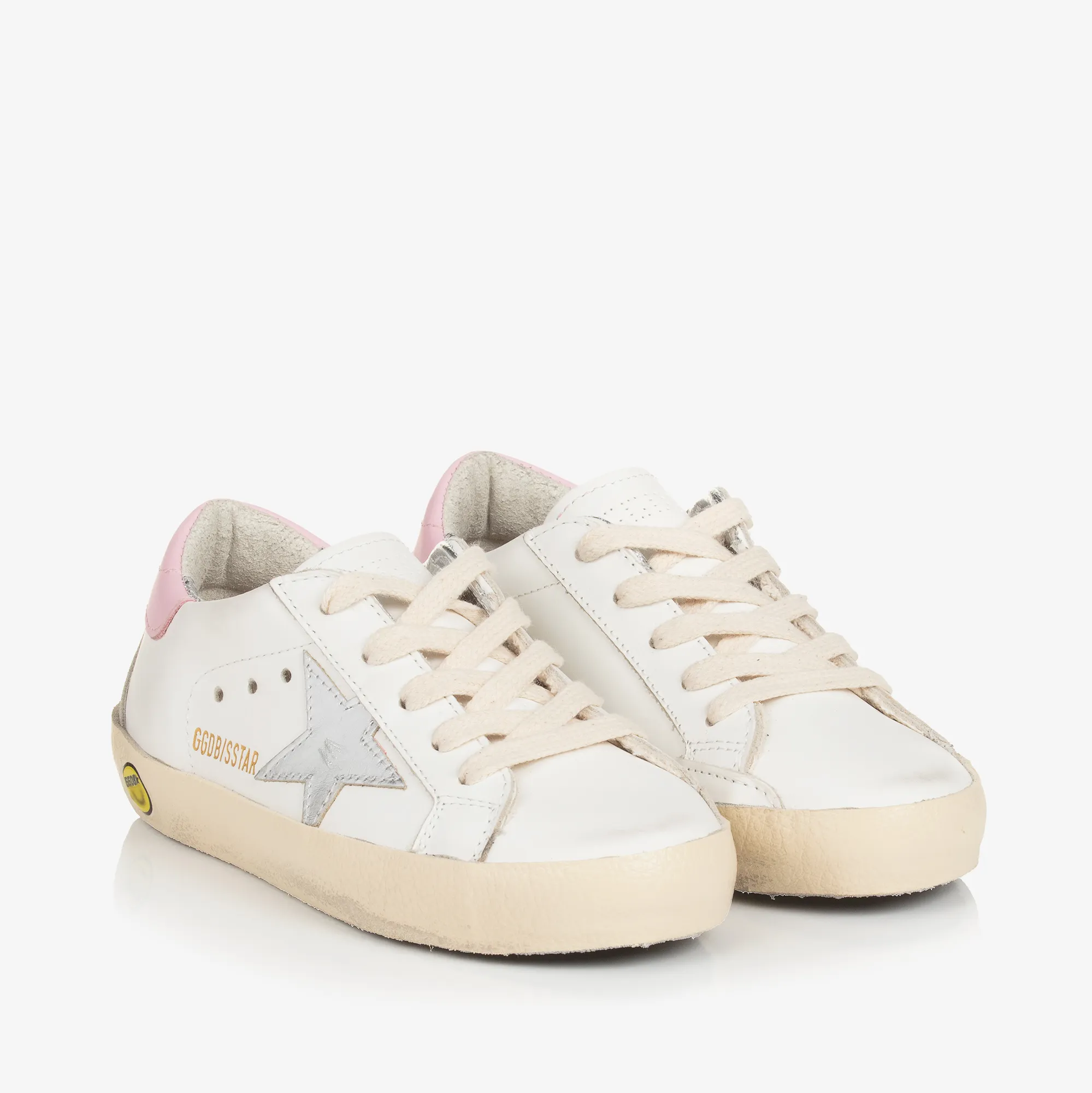 Girls White Leather Super-Star Trainers