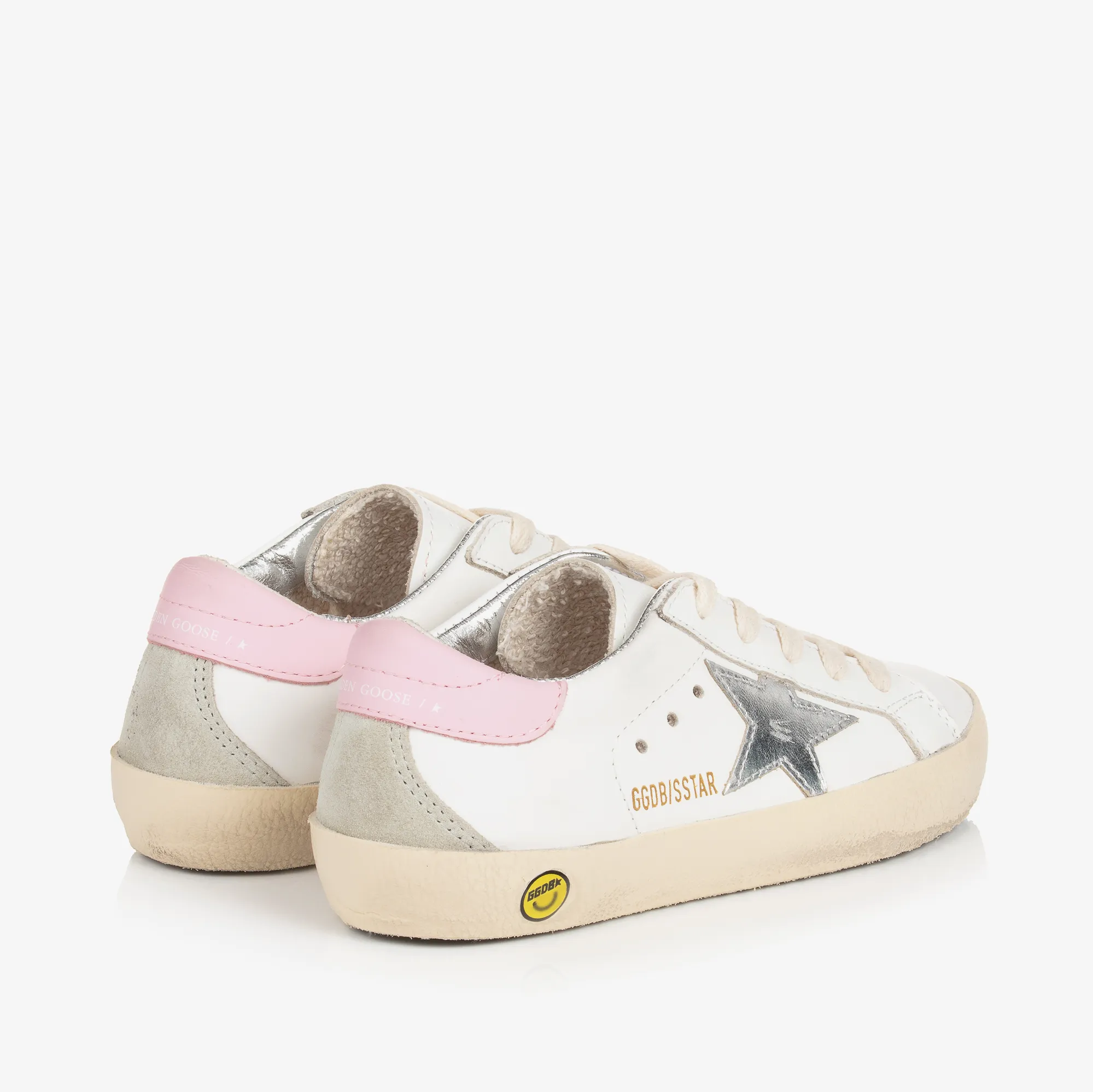 Girls White Leather Super-Star Trainers