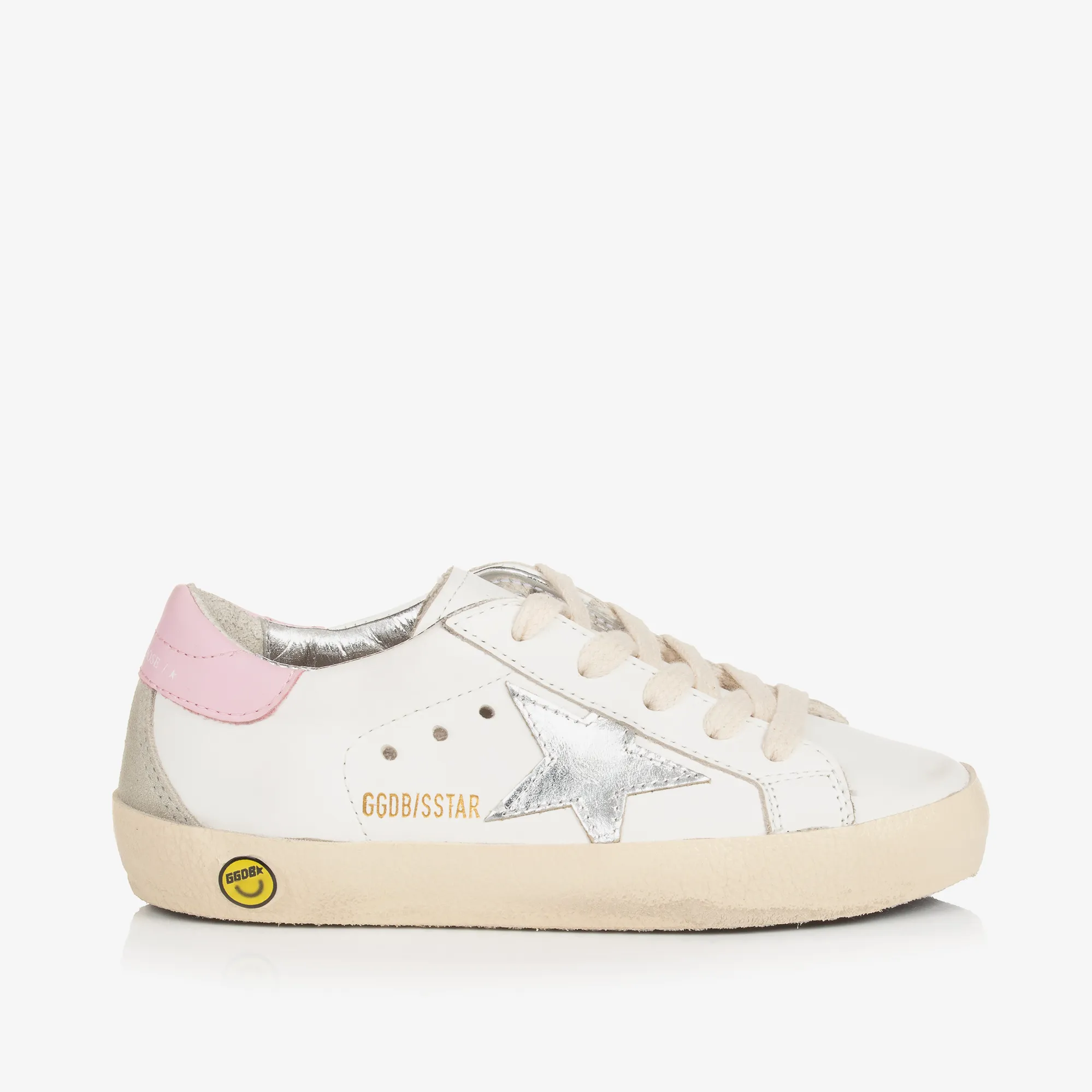 Girls White Leather Super-Star Trainers