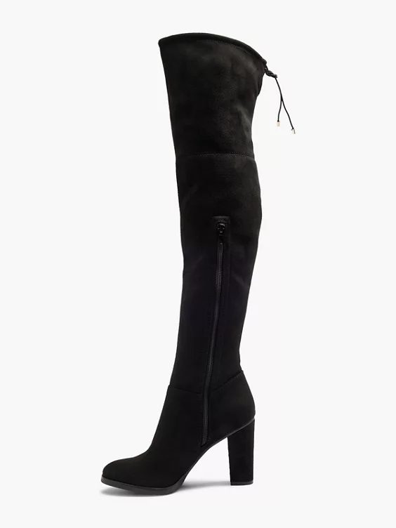 Graceland  Black Block Heeled Long Leg Boot