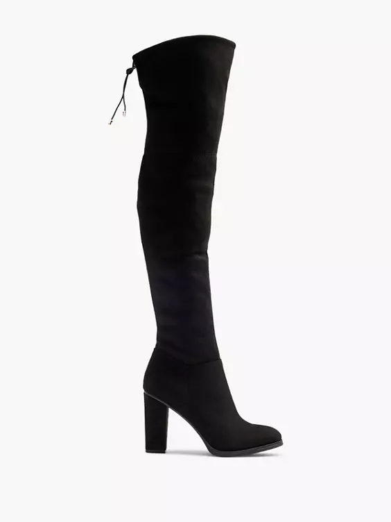 Graceland  Black Block Heeled Long Leg Boot