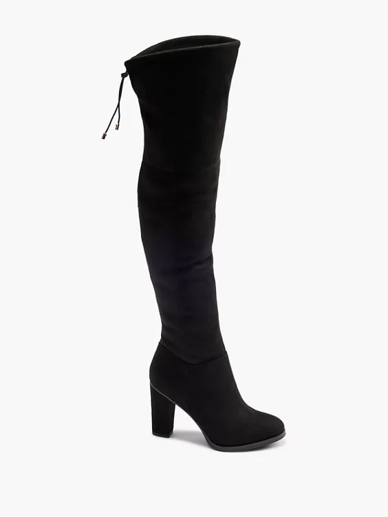 Graceland  Black Block Heeled Long Leg Boot