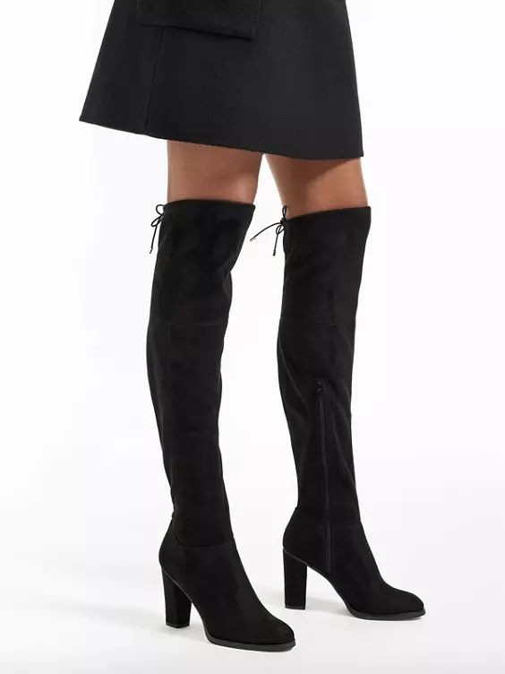 Graceland  Black Block Heeled Long Leg Boot