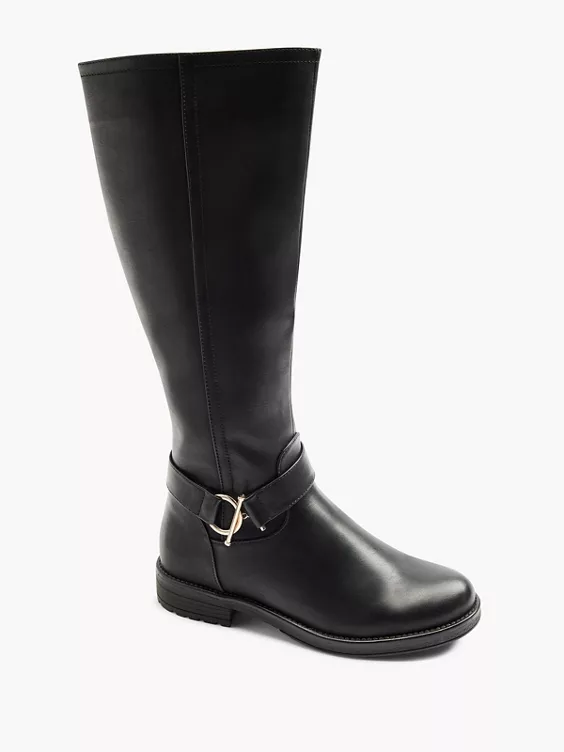 Graceland  Black Metal Bar Trim Detail Long Leg Boot