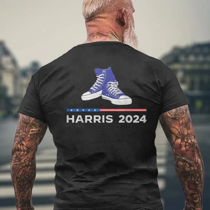 Harris 2024 Vote President Kamala Sneakers Chucks Men's T-shirt Back Print