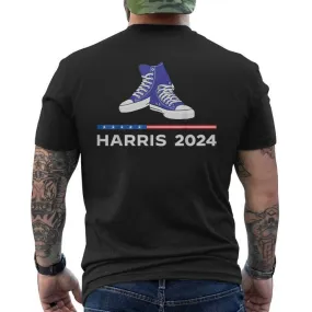 Harris 2024 Vote President Kamala Sneakers Chucks Men's T-shirt Back Print