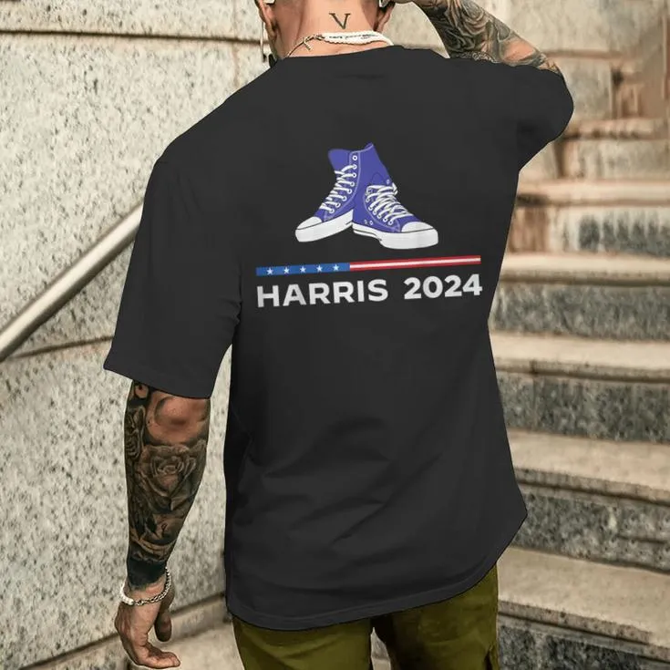 Harris 2024 Vote President Kamala Sneakers Chucks Men's T-shirt Back Print