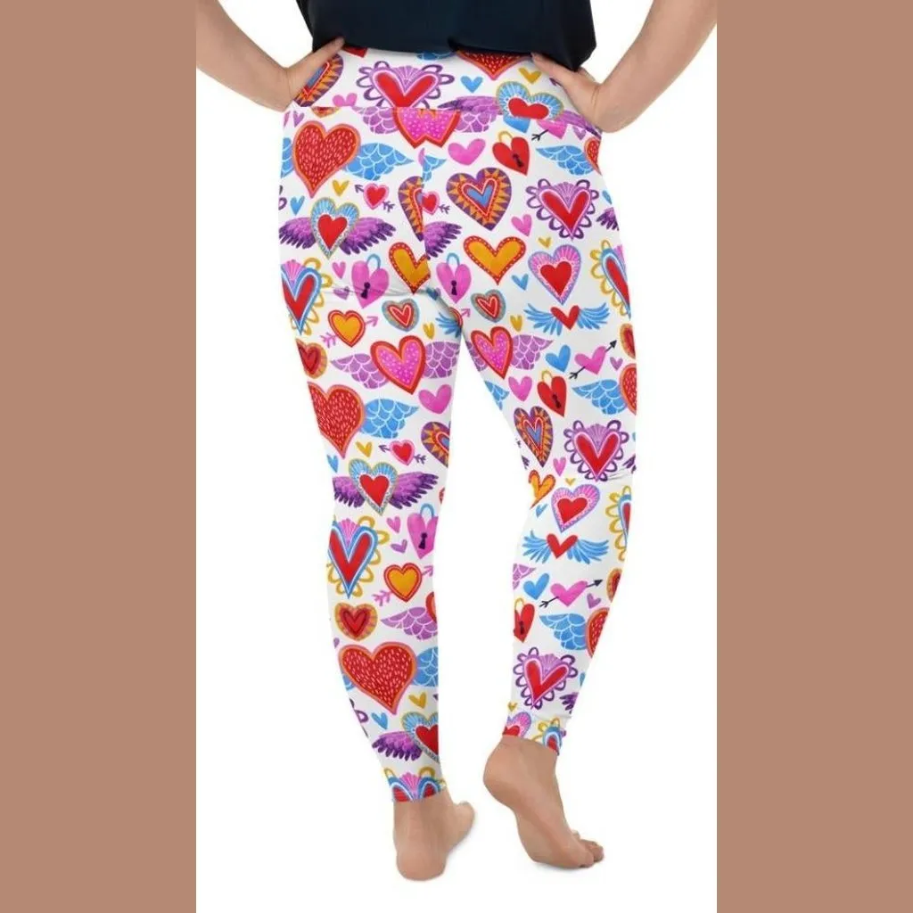 Heart Pattern Plus Size Leggings