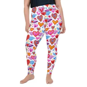 Heart Pattern Plus Size Leggings