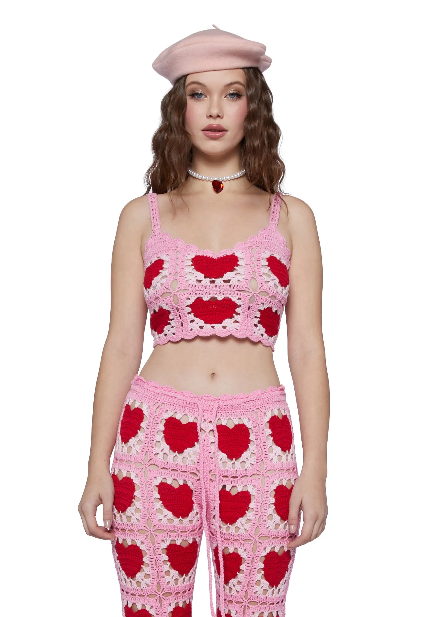 Heartfelt Kisses Crochet Tank Top-