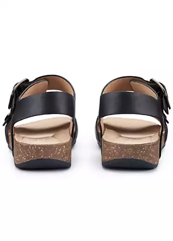 Hotter Black Tourist II Wide Women’s Sandals | Kaleidoscope