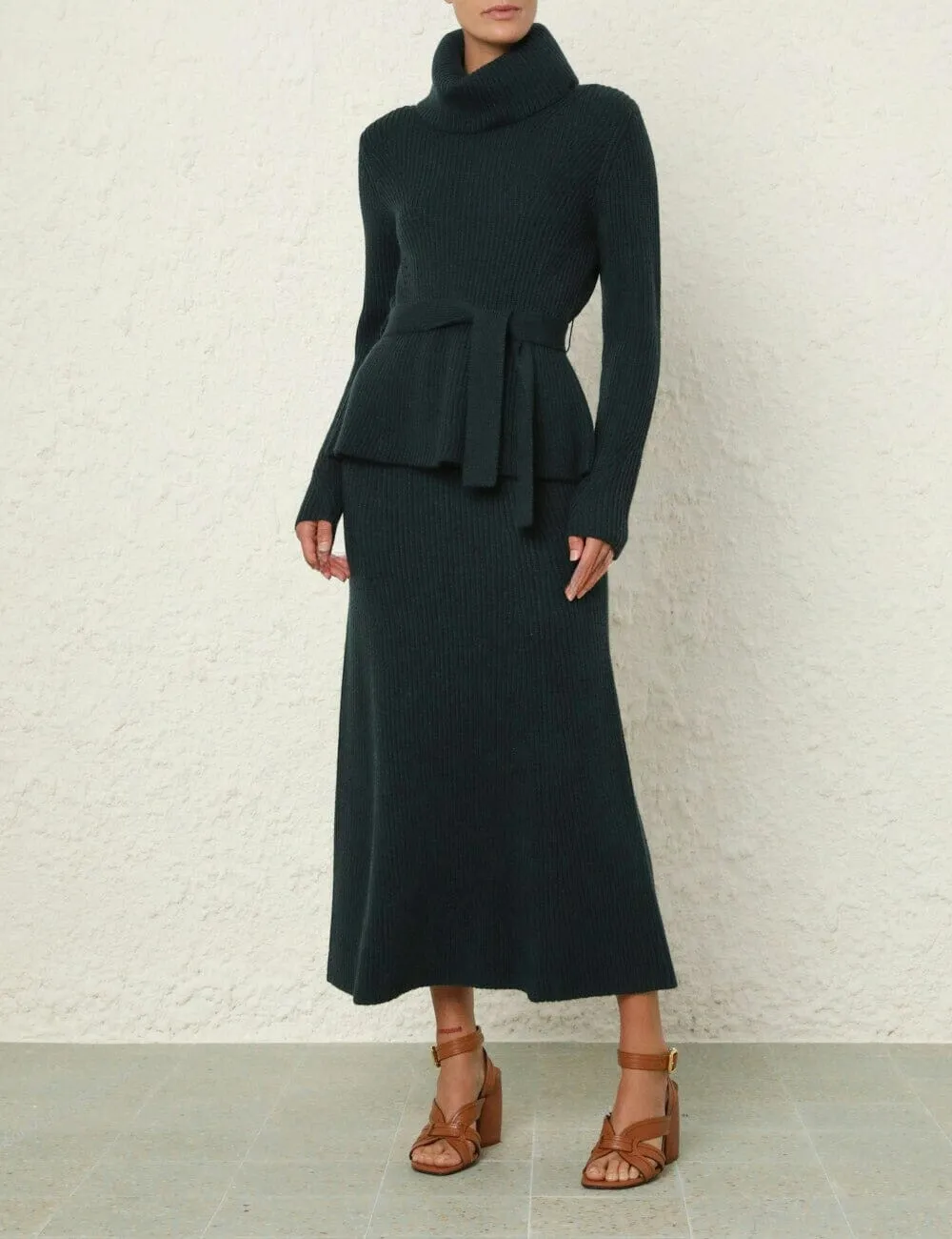 Illustration Paneled Rib Skirt      