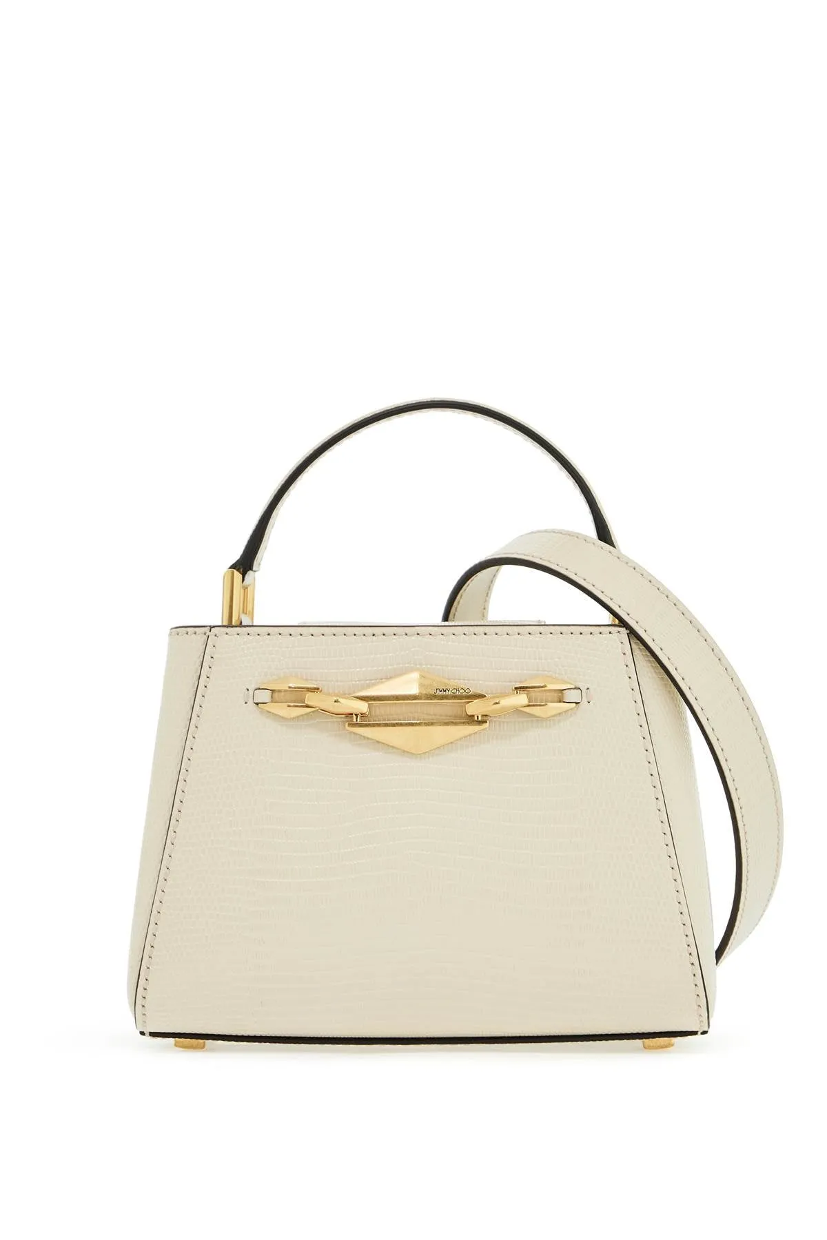 JIMMY CHOO mini diamond link leather lizard print handbag