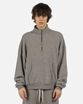 John Elliott Spec Wool Zip Pullover in Moss Grey