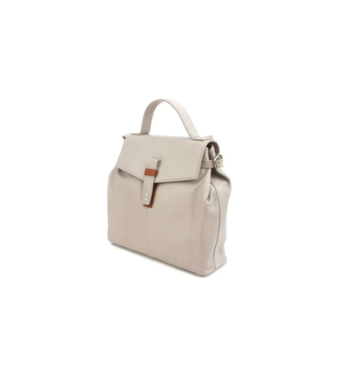 Katrina leather buckle detail handbag one size ivory/tan Eastern Counties Leather